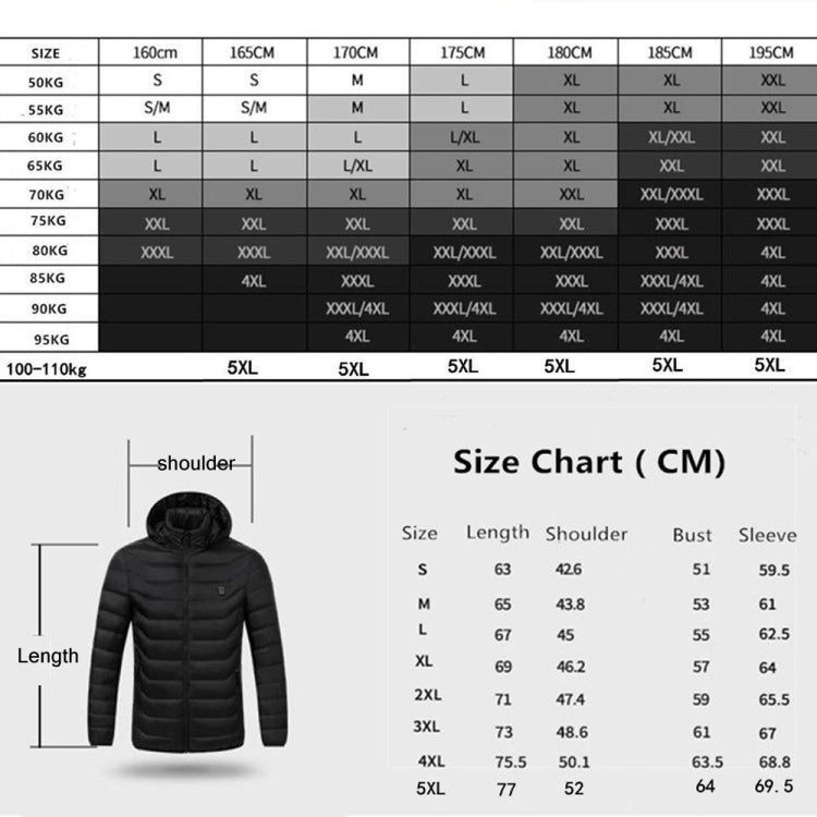 11 Zone Double Control Black USB Winter Electric Heated Jacket Warm Thermal Jacket, Size: XXL - Down Jackets by buy2fix | Online Shopping UK | buy2fix