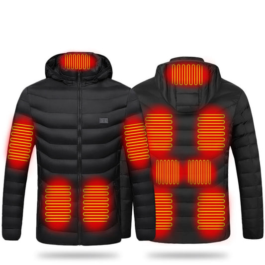 11 Zone Double Control Black USB Winter Electric Heated Jacket Warm Thermal Jacket, Size: M - Down Jackets by buy2fix | Online Shopping UK | buy2fix