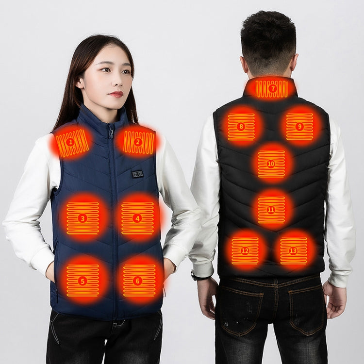 9 Area Double Control Blue USB Electric Heating Undershirt Intelligent Warm Vest(S) - Down Jackets by buy2fix | Online Shopping UK | buy2fix