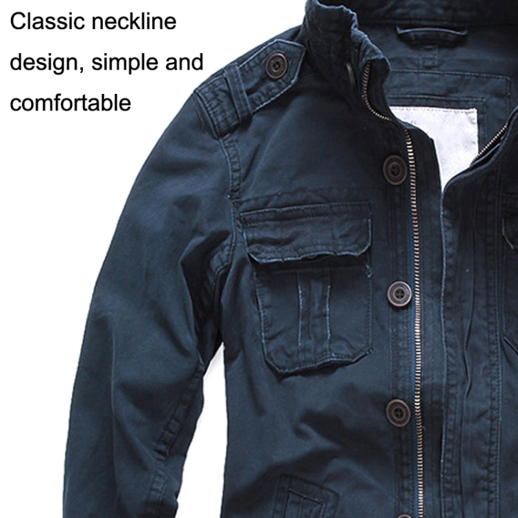 Autumn And Winter Middle Aged Men Jacket Casual Workers Dress Denim Jackets Clothes, Size: 2XL(Deep Army Green) - Loose Coat by buy2fix | Online Shopping UK | buy2fix