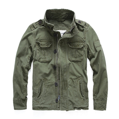 Autumn And Winter Middle Aged Men Jacket Casual Workers Dress Denim Jackets Clothes, Size: L(Deep Army Green) - Loose Coat by buy2fix | Online Shopping UK | buy2fix