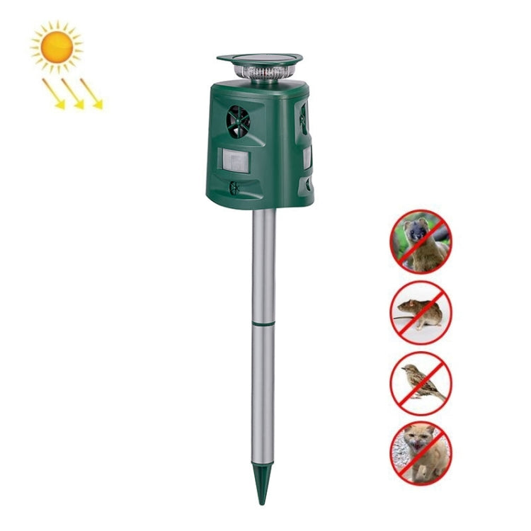 SK698 Solar Powered Animal Repeller 360 Degree Strobe Light Bird Repeller Ultrasonic Rat Repeller(Green) - Outdoor Insect Repellent by buy2fix | Online Shopping UK | buy2fix