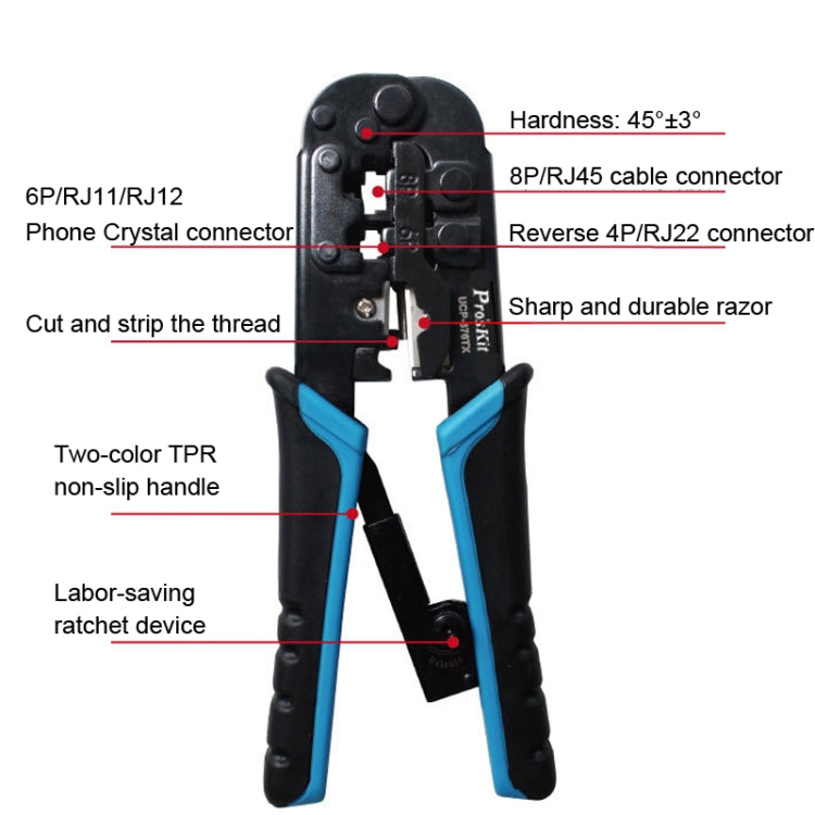 ProsKit UCP-376TX 4P/6P/8P Three-Purpose Network Crimping Plier - Pliers by ProsKit | Online Shopping UK | buy2fix