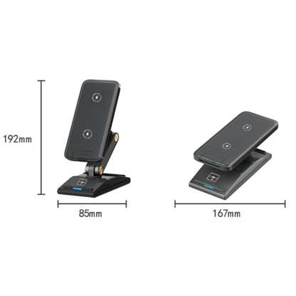 3-In-1 15W Portable Folding Desktop Stand Mobile Phone Wireless Charger(White) - Wireless Charger by buy2fix | Online Shopping UK | buy2fix