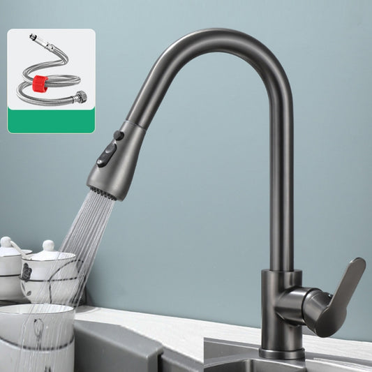 Kitchen Pull-out Universal Telescopic Hot & Cold Water Faucet, Specification: Copper Gray Plated - Faucets & Accessories by buy2fix | Online Shopping UK | buy2fix