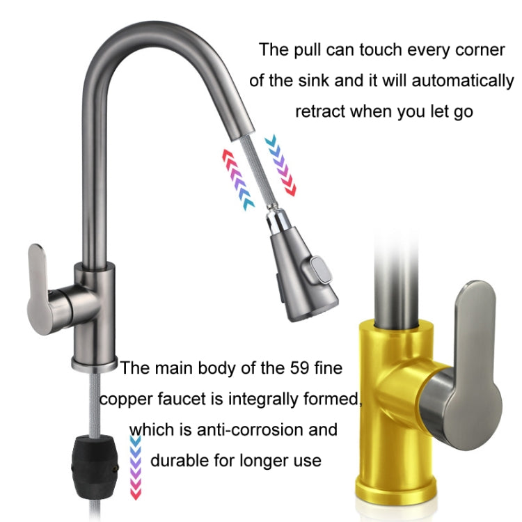 Kitchen Pull-out Universal Telescopic Hot & Cold Water Faucet, Specification: Copper Nickel Wire Drawing - Faucets & Accessories by buy2fix | Online Shopping UK | buy2fix