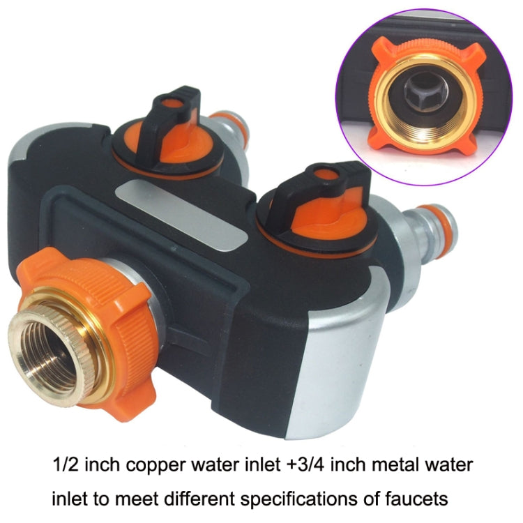 Garden Irrigation And Watering One Pass Two Faucet Water Divider With Thread European Connector+Plastic Nipple Connector - Watering & Irrigation by buy2fix | Online Shopping UK | buy2fix