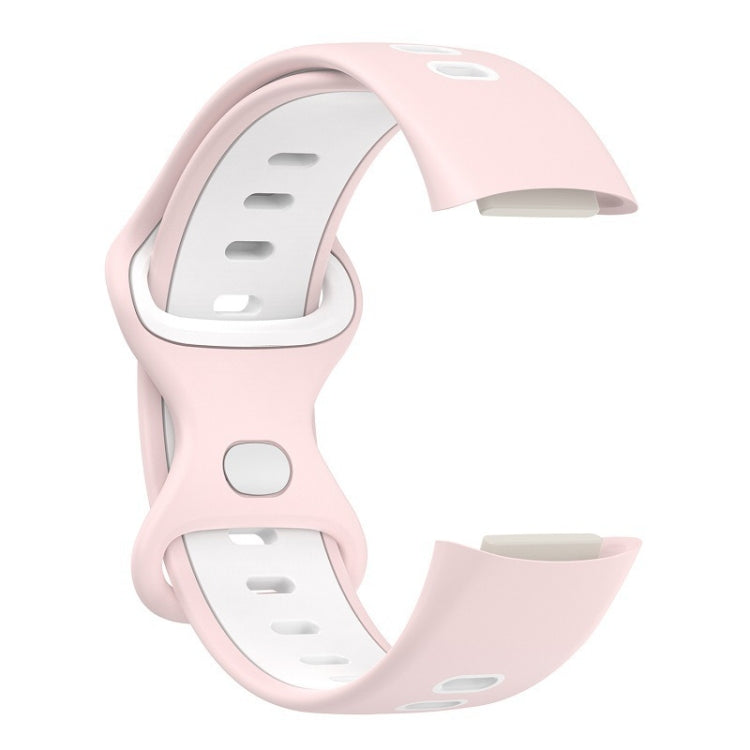For Fitbit Charge 5 Smart Watch Sports Waterproof Two-Color Silicone Band(Pink White) - Watch Bands by buy2fix | Online Shopping UK | buy2fix