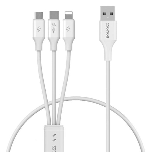 ROMOSS CB251N 66W 8 Pin + USB-C/Type-C + Micro USB 3 In 1 Charging Data Cable (1.8m ) - Multifunction Cable by ROMOSS | Online Shopping UK | buy2fix