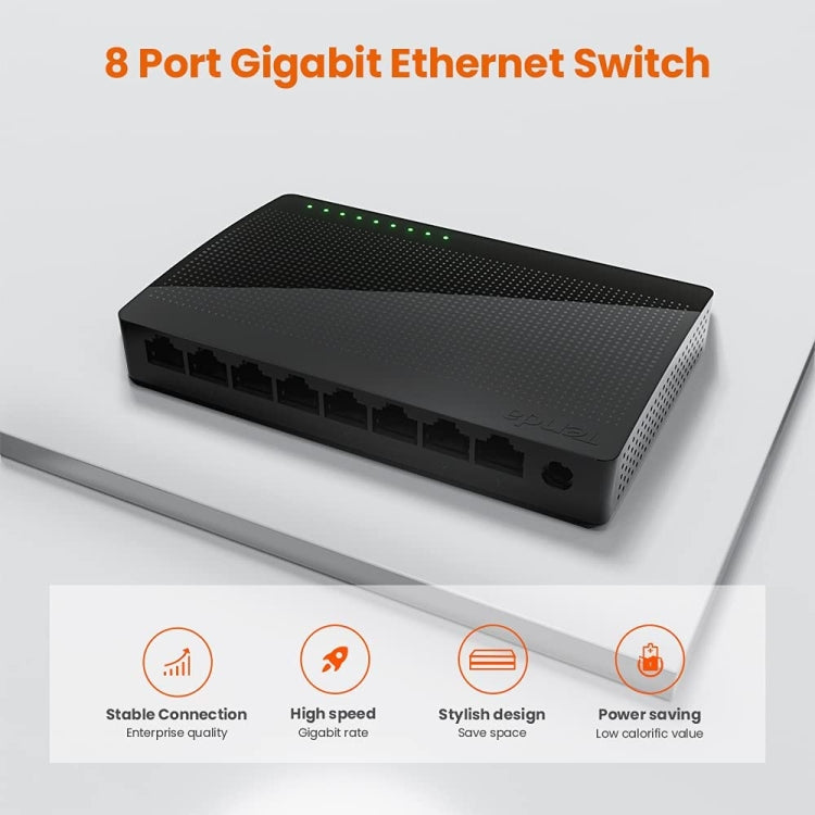 Tenda SG108 100/1000M Desktop Network Switch 8 Port Gigabit Desktop Switch Ethernet Switch LAN Hub(EU Plug) - Network Hubs by Tenda | Online Shopping UK | buy2fix