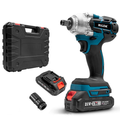 HILDA Motorized Wrenches Lithium Repair Parts With 22mm Socket, EU Plug, Model: Blue With 2 Battery+1 Charger(1500mAh) - Screws by HILDA | Online Shopping UK | buy2fix