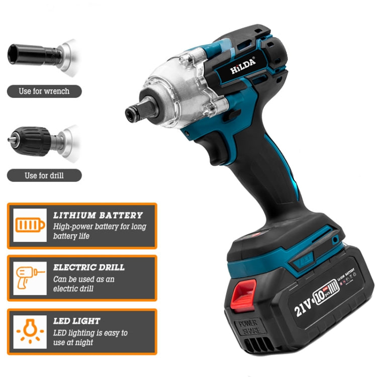 HILDA Motorized Wrenches Lithium Repair Parts With 22mm Socket, US Plug, Model: Blue With 2 Battery+1 Charger(1500mAh) - Screws by HILDA | Online Shopping UK | buy2fix