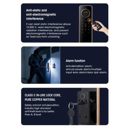 LOCSTAR T100A  3D Face Recognition Fingerprint Code Card Digital Door Lock(Rose Gold) - Door Lock by LOCSTAR | Online Shopping UK | buy2fix