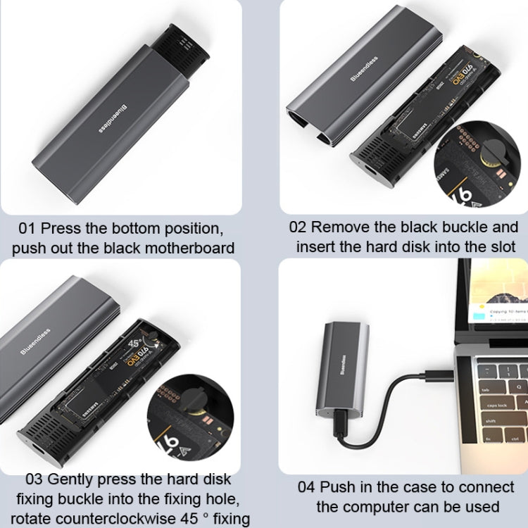 Blueendless 2809 General Dual Protocol Wiring 2-in-1 M.2 Mobile Hard Disk Case SSD External Solid Hard Drive Enclosure Box - HDD Enclosure by Blueendless | Online Shopping UK | buy2fix