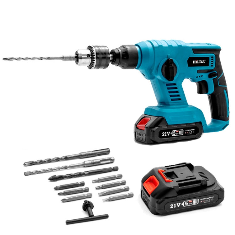 HILDA 12pcs /Set Li-Ion Power Hammer Electrical Impact Drill, Model: 1 Battery+1 Charger US Plug - Drill & Drill Bits by HILDA | Online Shopping UK | buy2fix