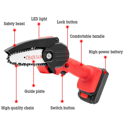 HILDA Rechargeable Cordless Mini Electrical Chain Saw Logging Tools Plastic Package, Model: EU Plug With 1 Battery Black - Electric Saws & Accessories by HILDA | Online Shopping UK | buy2fix