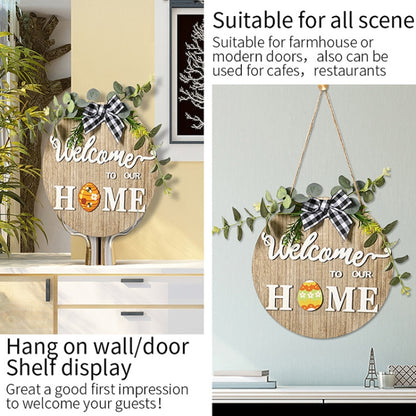 Stereoscopic DIY Home Wooden Round Welcome Door Sign Pendant Wreaths Wall Hanging Decor - Holiday Decorations by buy2fix | Online Shopping UK | buy2fix