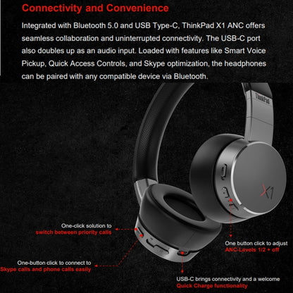 Lenovo  ThinkPad X1 Head-mounted Active Noise Reduction Bluetooth Headphones - Headset & Headphone by Lenovo | Online Shopping UK | buy2fix