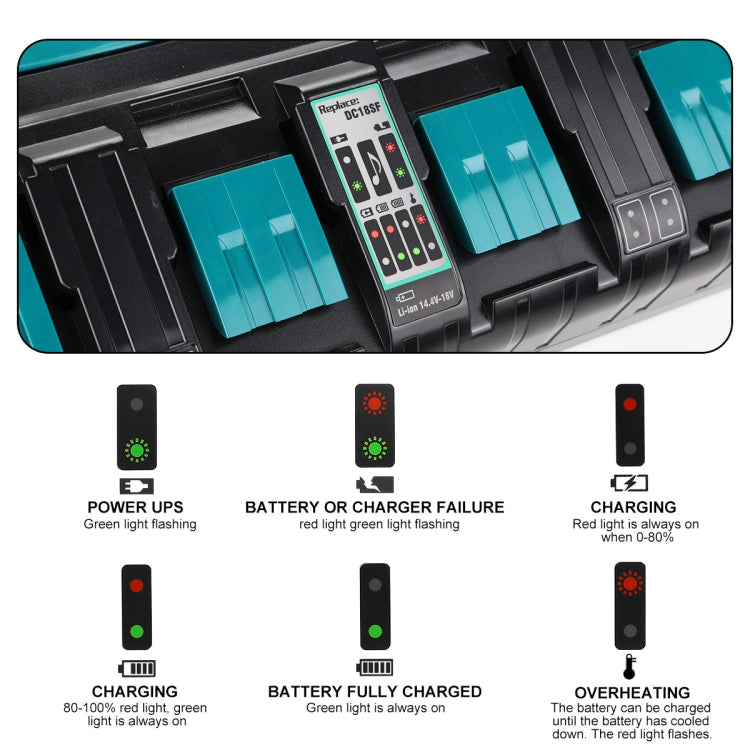 4 Ports 14.4-18V Lithium-Ion Charger DC18SF For Makita BL1430 / BL1820 / BL1830 / BL1850, Model: EU - Electric Saws & Accessories by buy2fix | Online Shopping UK | buy2fix