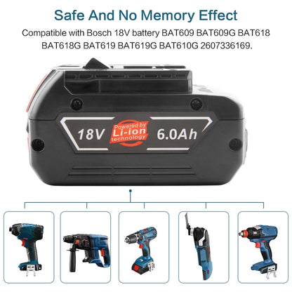 6000mAh 18V Electric Tool Battery Electrical Drilling Spare Battery, For Bosch BSH180 / CAG180-01 / CCS180 / CCS180B / CCS180K - Electric Saws & Accessories by buy2fix | Online Shopping UK | buy2fix