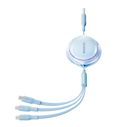 ROMOSS CB258L 6A 3-In-1 Telescopic Data Charging Cable USB-A To Type-C & 8 Pin & Micro Wire 1.1m (White) - Multifunction Cable by ROMOSS | Online Shopping UK | buy2fix