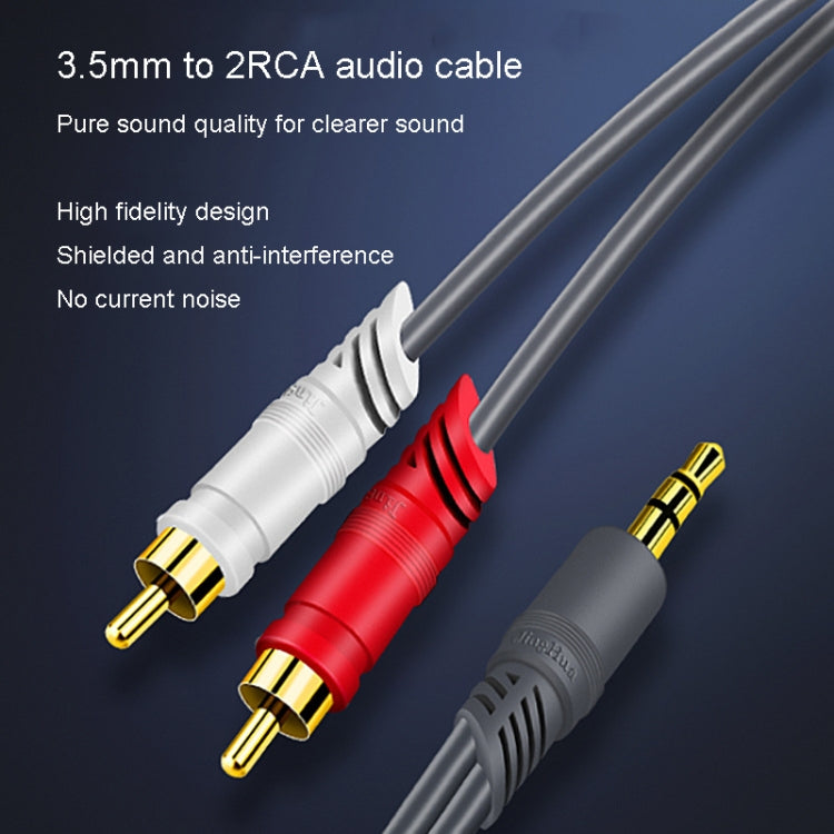 JINGHUA 3.5mm To 2RCA Audio Cable Game Console Outdoor Audio Connection Cable, Size: 5m(Grey) - RCA Cable by JINGHUA | Online Shopping UK | buy2fix