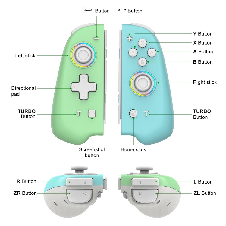 For Switch Joycon With Colorful Light Left And Right Handle(Black) - Gamepads by buy2fix | Online Shopping UK | buy2fix