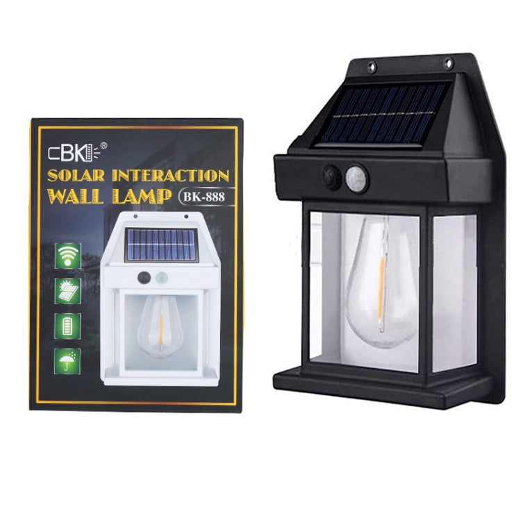 Solar Outdoor Tungsten Wall Light 3 Modes Body Sensing Waterproof Garden Villa Night Light, Spec: Regular Black - Solar Lights by buy2fix | Online Shopping UK | buy2fix