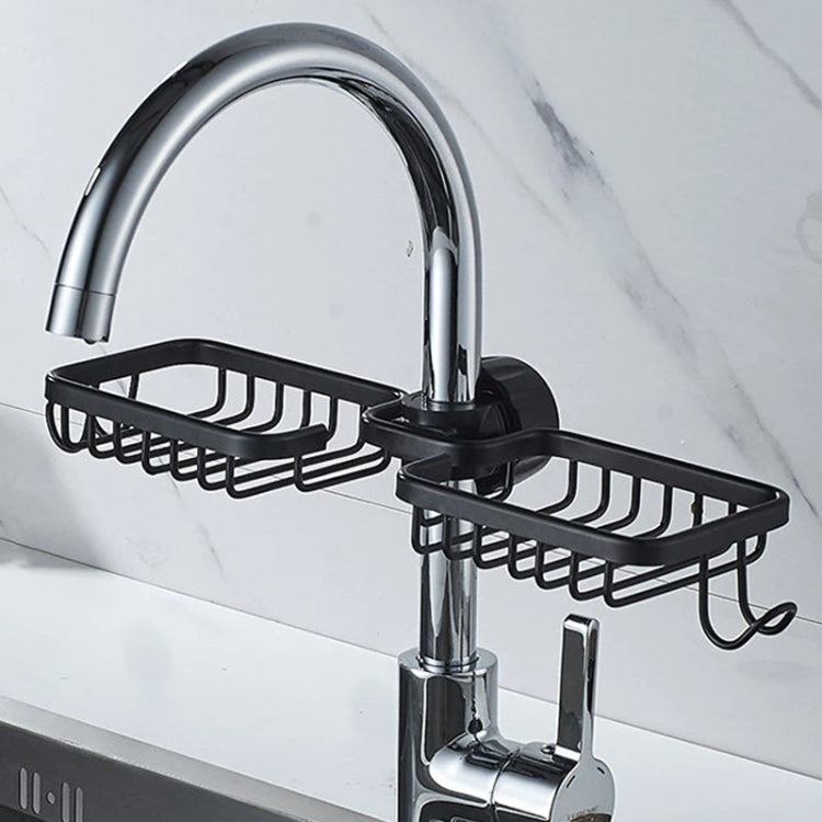 Kitchen Faucet Shelf No-Punch Sink Rag Drainage Basket Sponge Drainage Storage Rack, Style: E Black - Shelf by buy2fix | Online Shopping UK | buy2fix