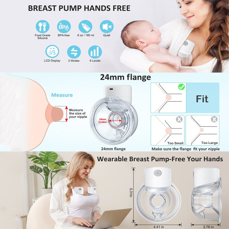 S12 LCD Screen Smart Large Capacity Portable Wearable Silent Electric Breast Pump, Color: Bilateral - Cups & Silicone Nipple by buy2fix | Online Shopping UK | buy2fix