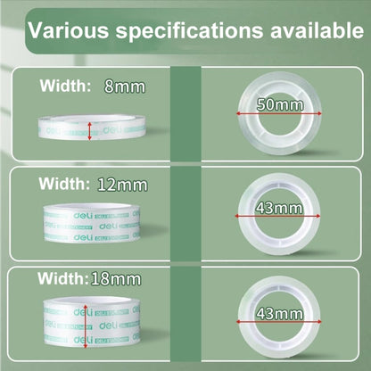 8 Rolls Width 1.8cm x Length 12.8m Deli Small High Viscosity Office Transparent Tape Student Stationery Tape - Tape & Solid glue by Deli | Online Shopping UK | buy2fix