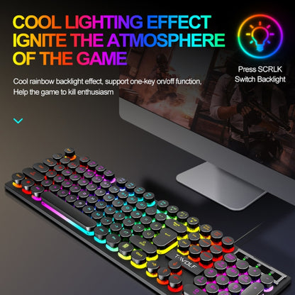 T-WOLF T80 104-Keys RGB Illuminated Office Game Wired Punk Retro Keyboard, Color: Black - Wired Keyboard by T-WOLF | Online Shopping UK | buy2fix
