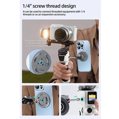 Magnetic Phone Holder with 1/4 Inch Hole for Tripod Magic Arm(Titanium Color) -  by buy2fix | Online Shopping UK | buy2fix