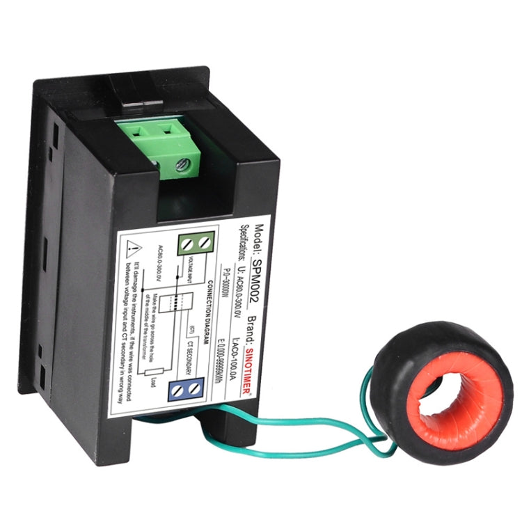 SINOTIMER SPM002 Liquid Crystals AC Digital Voltage And Current Meter Power Monitor, Specification: AC200-450V 100A - Current & Voltage Tester by SINOTIMER | Online Shopping UK | buy2fix