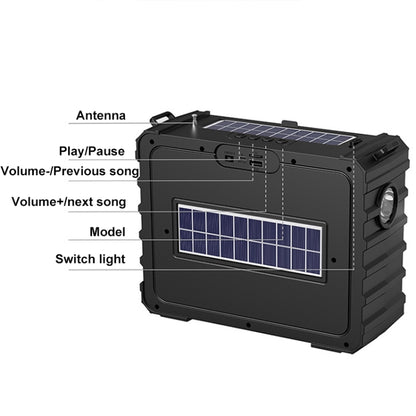 DV-690 Dual LED Light Solar Wireless Bluetooth Speaker Outdoor Camping FM Radio(Blue) - Radio Player by buy2fix | Online Shopping UK | buy2fix