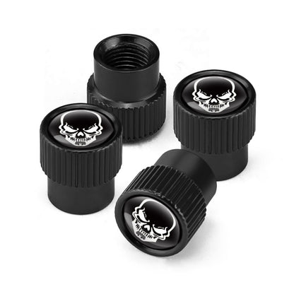 4pcs /Set Skeleton Car Tire Universal Aluminum Valve Cap(Black) - Tire Valve Caps by buy2fix | Online Shopping UK | buy2fix