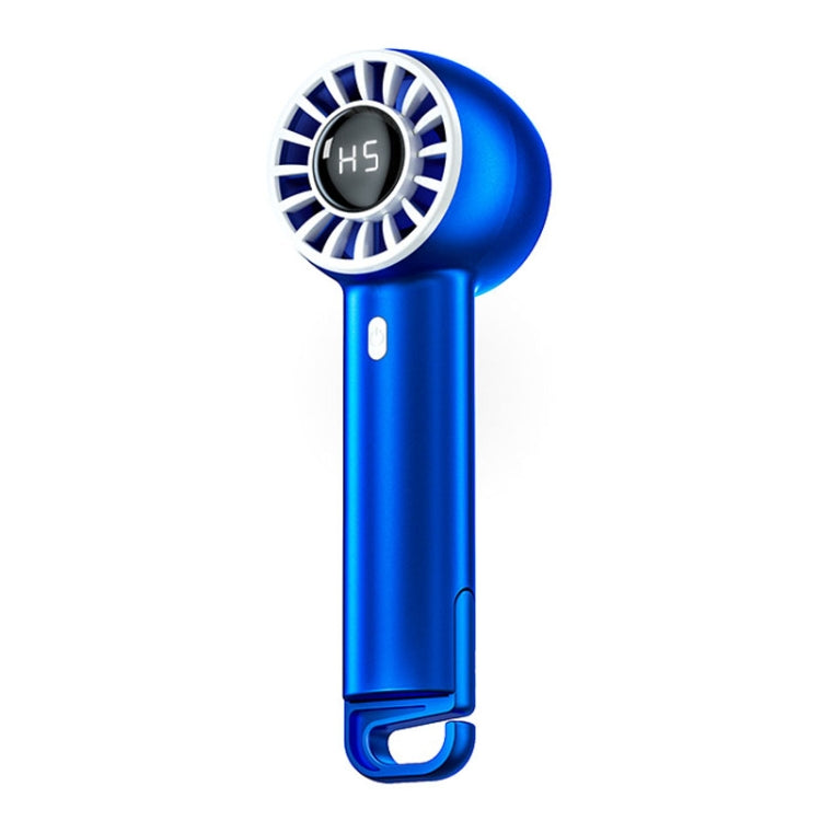 USB Charging Digital Display Handheld Turbo Fan Portable Foldable Buckle Small Fan(Blue) - Electric Fans by buy2fix | Online Shopping UK | buy2fix