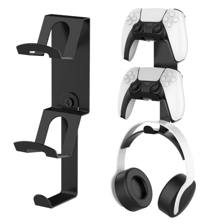 For Xbox / PS5 / Switch 3 In 1 Dual Controller, Earphone Wall Mount Storage Bracket With Anti-Slip Pad(Black) - Holder by buy2fix | Online Shopping UK | buy2fix