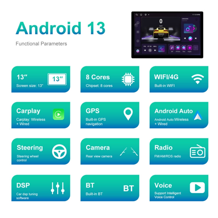 13.1 inch 4+64G Android Large Screen Navigator With Universal Map APK / Carplay / Reverse Car Image(Standard) - Car MP3 & MP4 & MP5 by buy2fix | Online Shopping UK | buy2fix