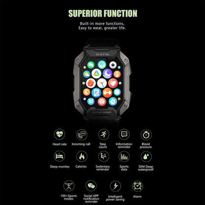 C20Plus 1.81-inch Health Monitoring Waterproof Bluetooth Call Smart Watch, Color: Black 3-Beads - Smart Watches by buy2fix | Online Shopping UK | buy2fix