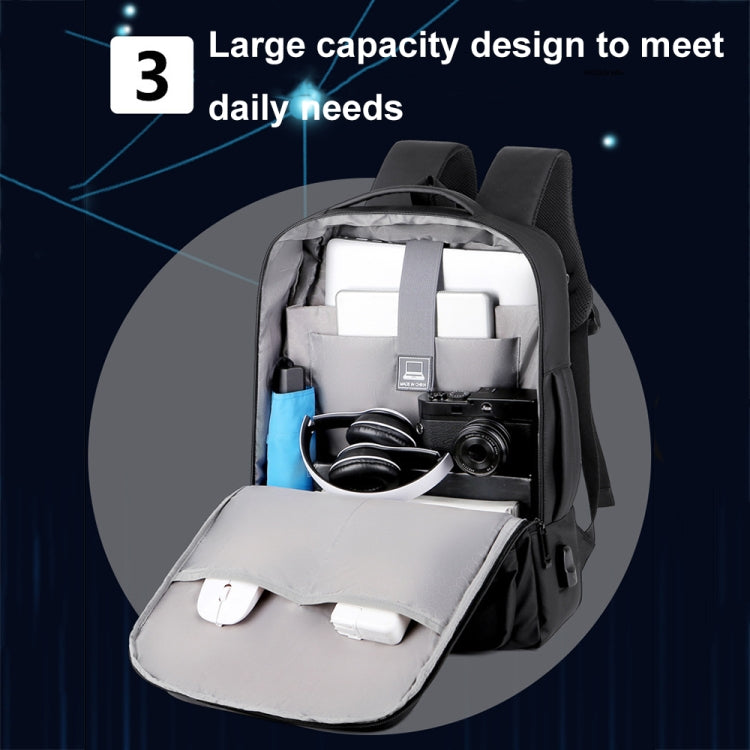 Expandable Business Waterproof Laptop Backpack With USB Port(Grey) - Backpack by buy2fix | Online Shopping UK | buy2fix