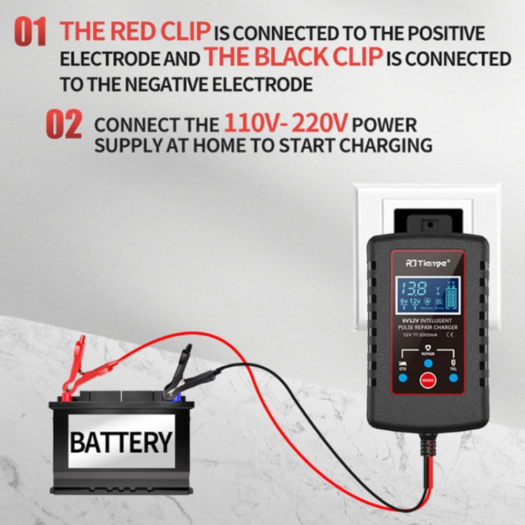 RJtianye 6V/12V ASE Adapter Cable Car Motorcycle Lawn Mower Battery Charger(US Plug) - Battery Charger by RJtianye | Online Shopping UK | buy2fix