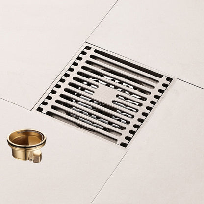 All Copper Brushed Anti-Odor Floor Drain Gravity Copper Core Bathroom Floor Drain, Specification: Square Fine Sculpture Single Use - Drain Strainers by buy2fix | Online Shopping UK | buy2fix