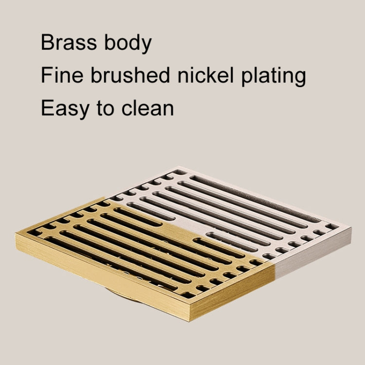 All Copper Brushed Anti-Odor Floor Drain Gravity Copper Core Bathroom Floor Drain, Specification: 8x30cm Long Invisible Medium Drain - Drain Strainers by buy2fix | Online Shopping UK | buy2fix