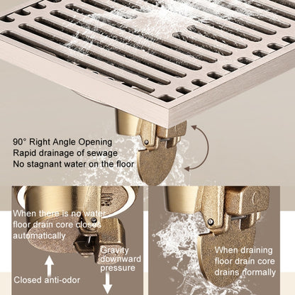 All Copper Brushed Anti-Odor Floor Drain Gravity Copper Core Bathroom Floor Drain, Specification: Square Fine Sculpture Dual Use - Drain Strainers by buy2fix | Online Shopping UK | buy2fix