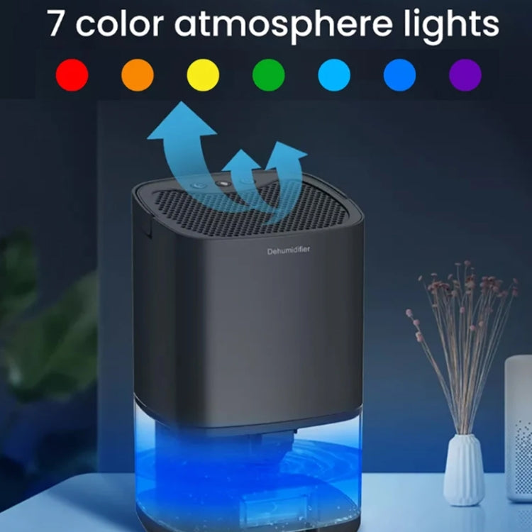 1L 36W Air Dehumidifier for Home Damp Drying Clothes with 7 colors Light US Plug(Black) - Dehumidifiers by buy2fix | Online Shopping UK | buy2fix