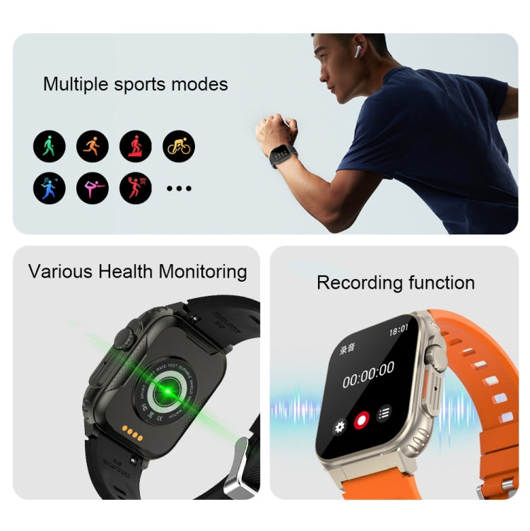 A70 1.96 Inch Health Monitoring Multifunctional IP68 Waterproof Bluetooth Call Smart Watch(Silver Steel) - Smart Watches by buy2fix | Online Shopping UK | buy2fix