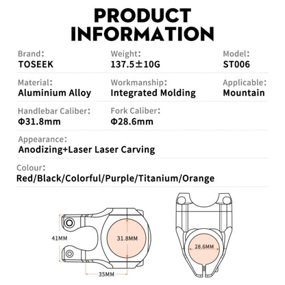 TOSEEK 35mm Aluminum Alloy Stem Bicycle Modification Accessories, Color: Colorful - Bicycle Grips by TOSEEK | Online Shopping UK | buy2fix