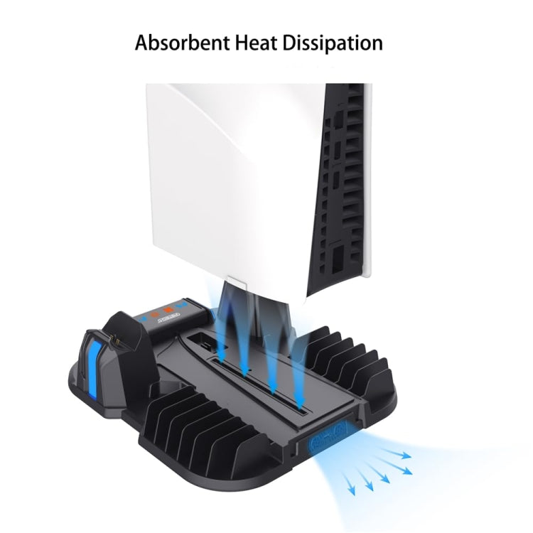 For Sony PS5 Slim PGTECH GP-521 Handle Charging Base Host Cooling Rack With Disc Rack(White) - Charger & Power by PGTECH | Online Shopping UK | buy2fix