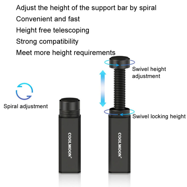 COOLMOON Graphics Card Stand Desktop Computer Graphics Card Vertical Top Support Bracket Screw Telescopic Support Rods, Adjustable Height: 2.8-5cm (Black) - Caddies & Enclosures by COOLMOON | Online Shopping UK | buy2fix